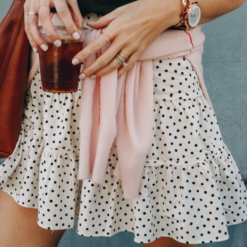 Madewell Black and White Tiered Skater Mini Skirt